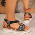 thumbnail image 3 of HomeDM Women's Wedge Sandals Espadrilles Platform Open Toe Ankle Strap Comfort Wedges Heels Summer Beach Shoes, Black Size 5.5, 3 of 9