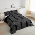 thumbnail image 3 of Manfei Geometric Lines Print Bedding Comforter Set,Retro Stripes Pattern Twin Comforter Sets,Gray Black Bedding Set For Teens,Breathable Home Decor Reversible,2pcs, 3 of 8
