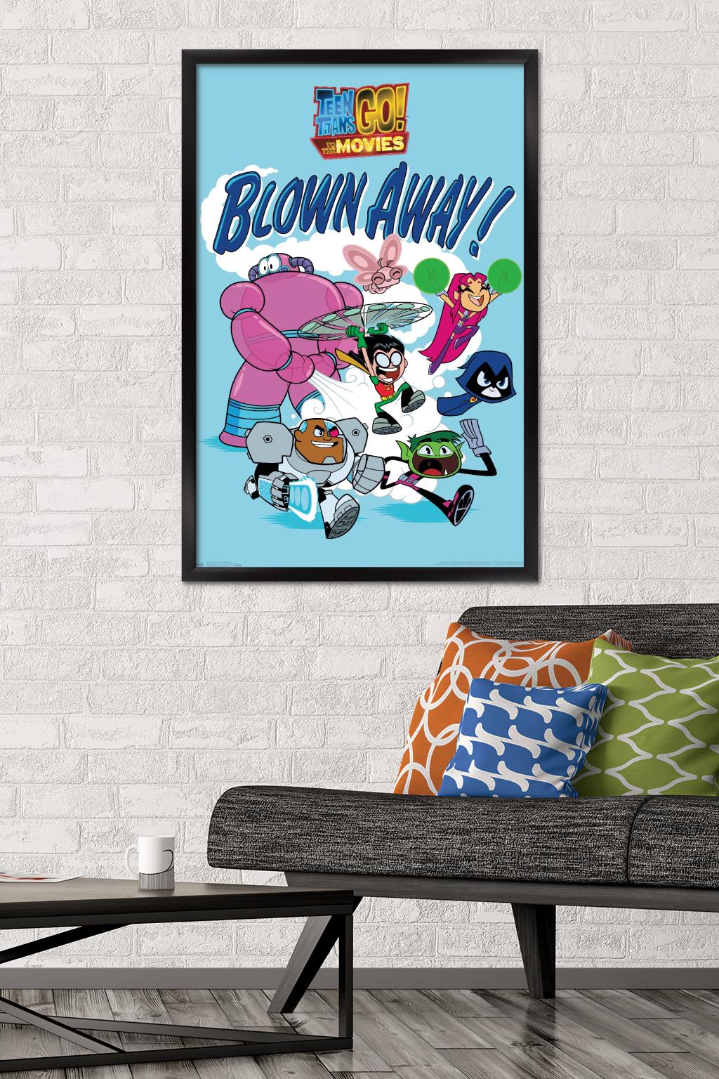 DC Comics Movie - Teen Titans Go! To The Movies - Blown Away Wall Poster, 22.375" x 34", Framed