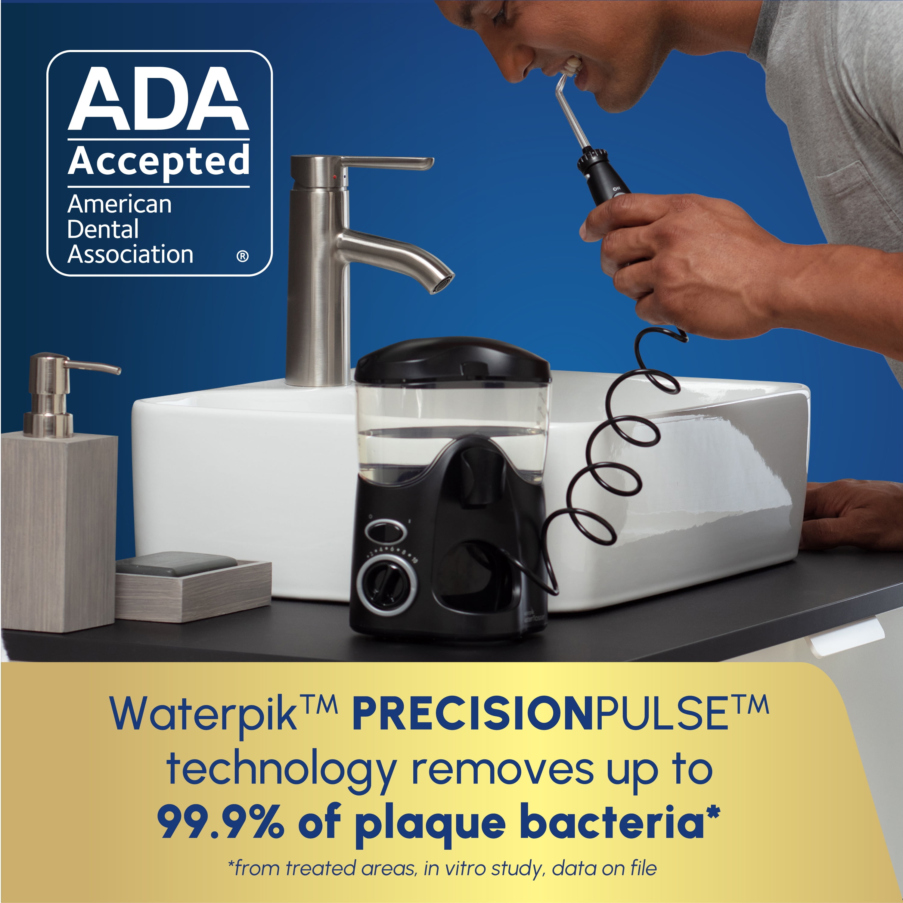 Waterpik Ultra Water Flosser with 10 Settings, 5 Tips, ADA Accepted, Black