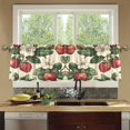 thumbnail image 4 of Yayeee Kitchen Curtains Tier Set of 2 Light Filtering 57"x24" Over Sink Window Panels, Beige Strawberry, 4 of 7