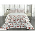 thumbnail image 2 of Ambesonne Valentines Quilted Coverlet 3 Pcs, Geometric Hearts, King Size, Red Black White, 2 of 4