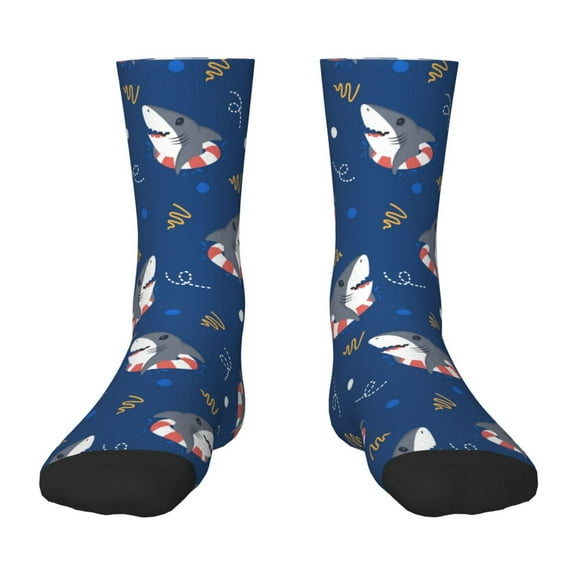Honeii Cute Shark Print Children's Colorful Socks,Unisex Kids and Toddlers' Cushioned Sock,Kids Athletic Crew Socks,for Everyday Wear and Sports