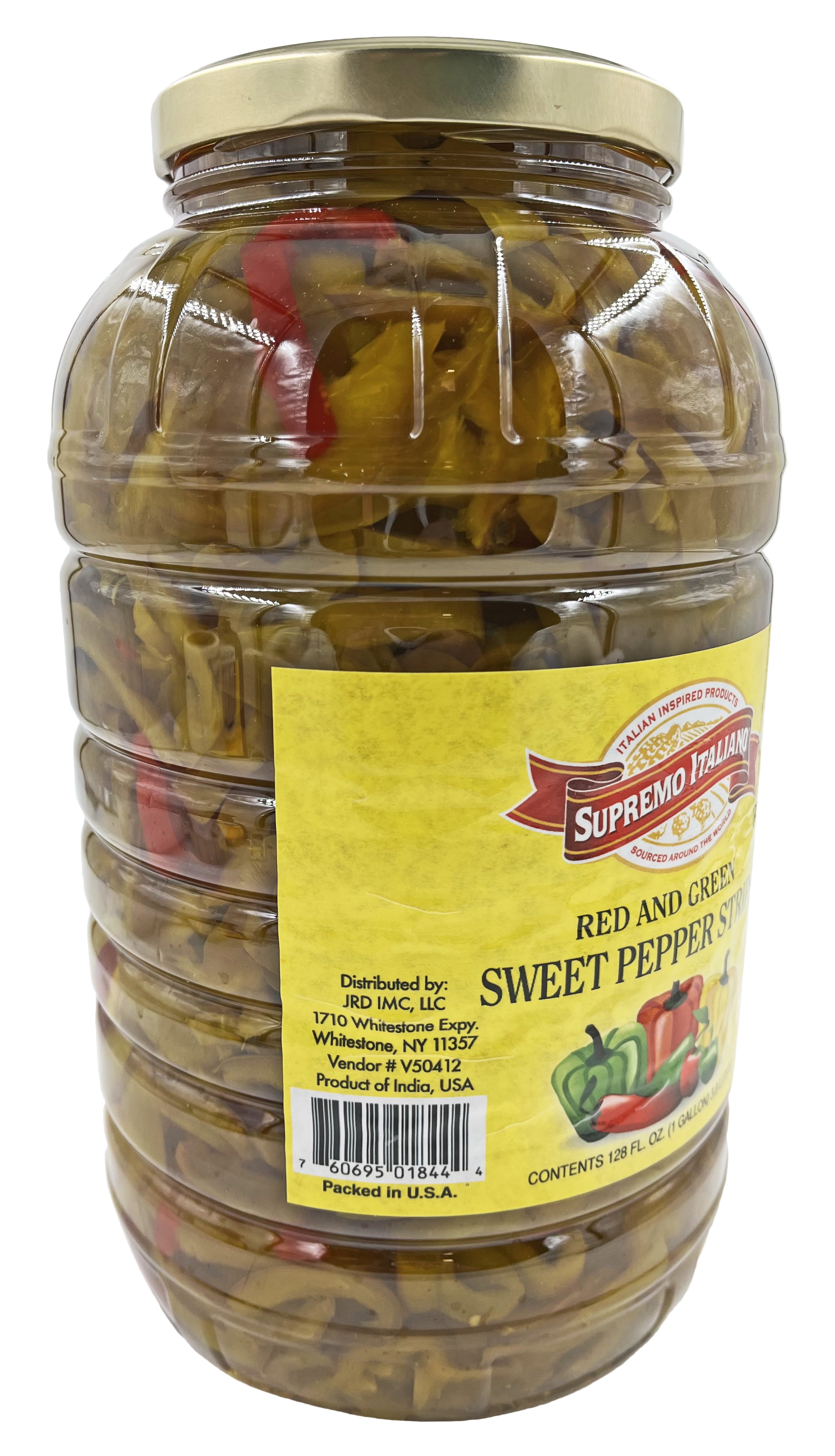Supremo Italiano Red and Green Sweet Pepper Strips | Kosher | 1 Gallon