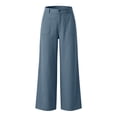thumbnail image 4 of Casual Dress Pants Elastic Waistband Solid Long Trousers Work Slacks Straight Leg Pull On Pants(Light Blue,XL), 4 of 5