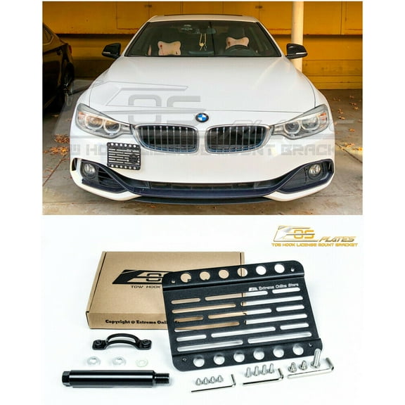 Extreme Online Store Replacement For 14-20 BMW F32 F33 4-Series NO PDC Front Tow Hook License Bracket Tow-038 (Mid Size)