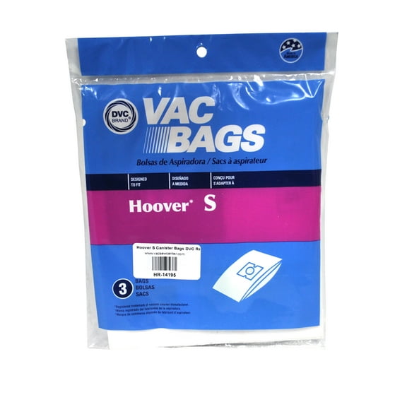 Hoover Type S Canister Vacuum Cleaner Bags, DVC Replacement Brand, designed to fit Hoover Futura and Spectrum Canister Vacuum Cleaners, 3 bags in pack
