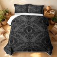 thumbnail image 3 of Erosebridal Bohemian Damask Twin Quilt Set, Hippie Sugar Skull Twin Coverlet Set, Charcoal Gray Black 2-Piece, 1 Bedspread and 1 Pillowcase, 3 of 7