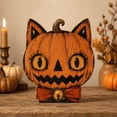 thumbnail image 4 of Vintage Halloween Cat Wooden Block, Primitive Rustic Farmhouse Tabletop Figurine, Tray Desktop Sign, Spooky Wooden Centerpiece Signs for Home Office Halloween Party Decorations(F), 4 of 6