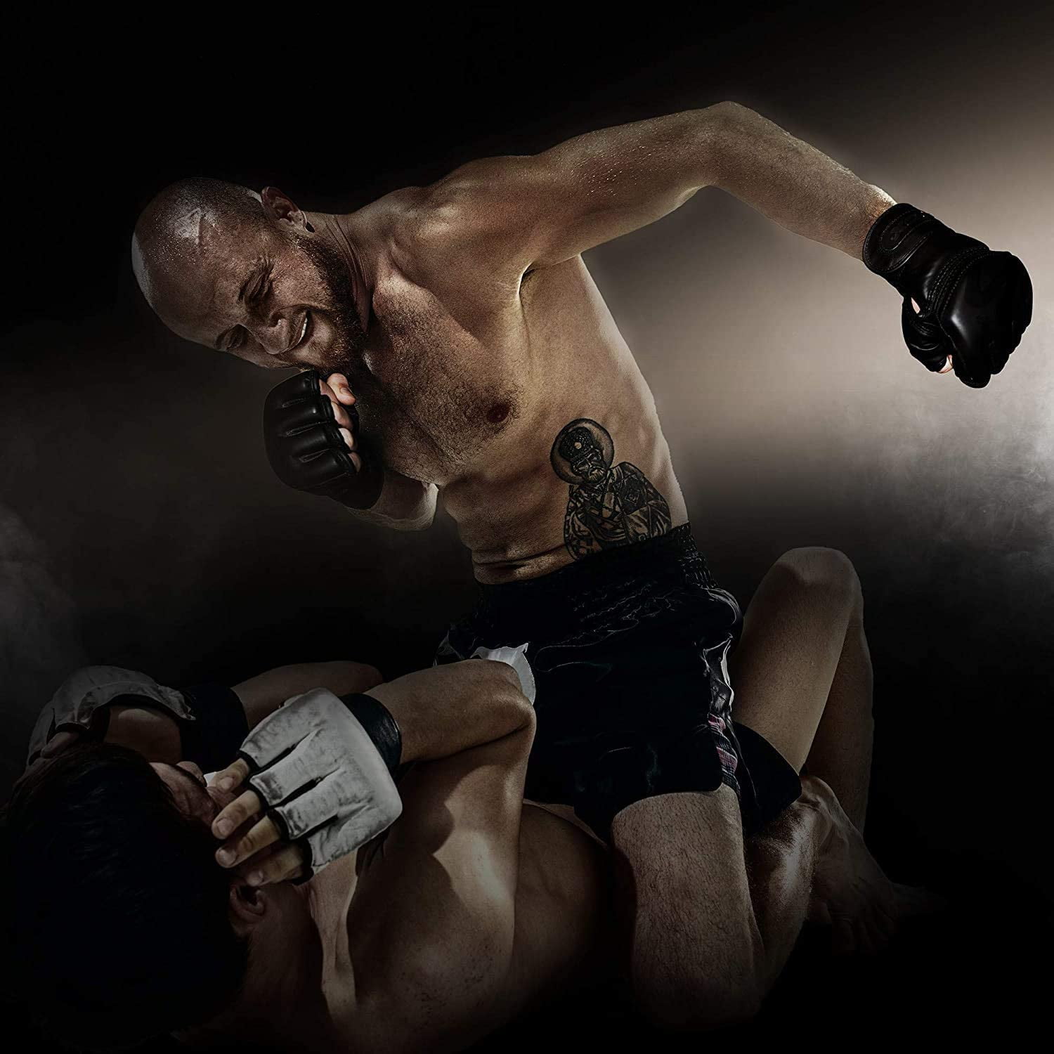 RDX MMA Boxing Gloves for Grappling, Kickboxing Muay Thai, F15, Large, Matte Black