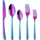 thumbnail image 1 of Flatware Set, Stainless Steel Tableware Dinner Knife, Dinner Fork, Dessert Fork, Dinner Spoon, Tea Spoon, Cutlery Things! (Rainbow, 5Pieces), 1 of 4