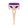 thumbnail image 3 of ANGARA Natural Twist Shank Emerald Cut 6.5 ct Amethyst Statement Ring in 14K Rose Gold for Women (Size-14x10mm) | February Birthstone, Anniversary, Jewelry Gift for Women | Natural Amethyst Ring, 3 of 8