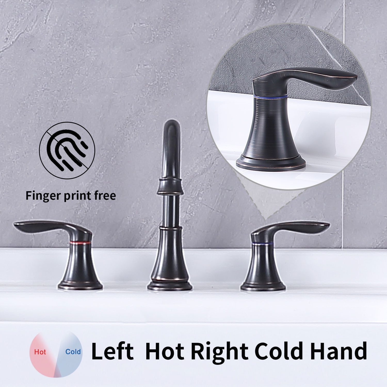 ORB 2-Handle 8-Inch Widespread Bathroom Faucet, 3-Hole Lavatory Faucet with 360° Swivel Spout, Pop-Up Drain Assembly & cUPC Water Supply Hoses