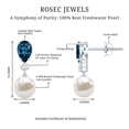 thumbnail image 6 of Rosec Jewels Cultured Freshwater Pearl Drop Earrings with Blue Topaz and Diamond - AAA Grade - Ready to Gift with Jewelry Box, 14K White Gold, 6 of 7