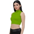 thumbnail image 2 of eloria Women's Top High-Neck Sleeveless Crop Tank Top Color: Green | Size: XXL, 2 of 6