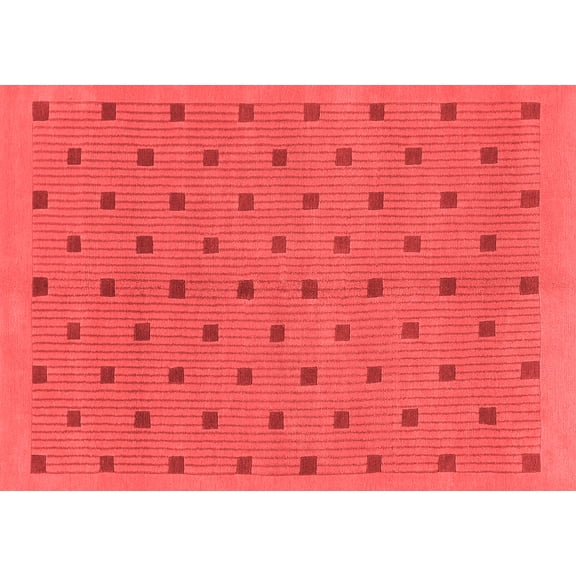 Ahgly Company Machine Washable Indoor Rectangle Abstract Red Modern Area Rugs, 5' x 7'