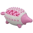 thumbnail image 4 of Juguete dispensador de golosinas para perros, resistente a las mordeduras, con forma de erizo, para masticar y limpiar dientes, color rosa, 4 of 14