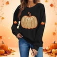 thumbnail image 2 of Enjoytime Halloween Womens Sweatshirt Pumpkin Print Long Sleeve Pullover Tops Fall Fashion Lightweight Casual Crew Neck Sweatshirts, 2 of 5