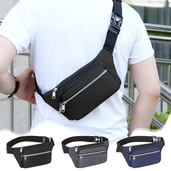 RRJ 3Pcs Men's Waist Pack, Nylon Crossbody Bag for Work Business, Outdoor Sports Fanny Pack with Phone Wallet Storage, Water-Resistant Belt Bag for Hiking Travel Gym