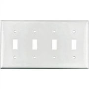 Cooper Wiring Devices 2154W 4-Gang Toggle Switch Wall Plate, Standard Size, White