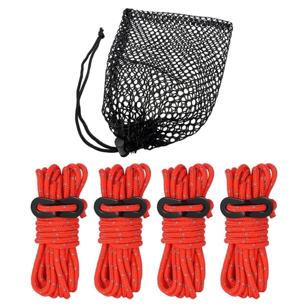 Zelt-Windseile Mit Spannern, Kordelversteller, 4 Reflektierendes Seil Für Camping, Wandern, Überdachung, Outdoor-Aktivitäten rojo