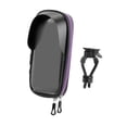 thumbnail image 2 of Soporte para teléfono de motocicleta, bolsa para manillar de ciclismo con cremallera, soporte para smartphone, para teléfono de bicicleta giratorio de Negro, 2 of 8