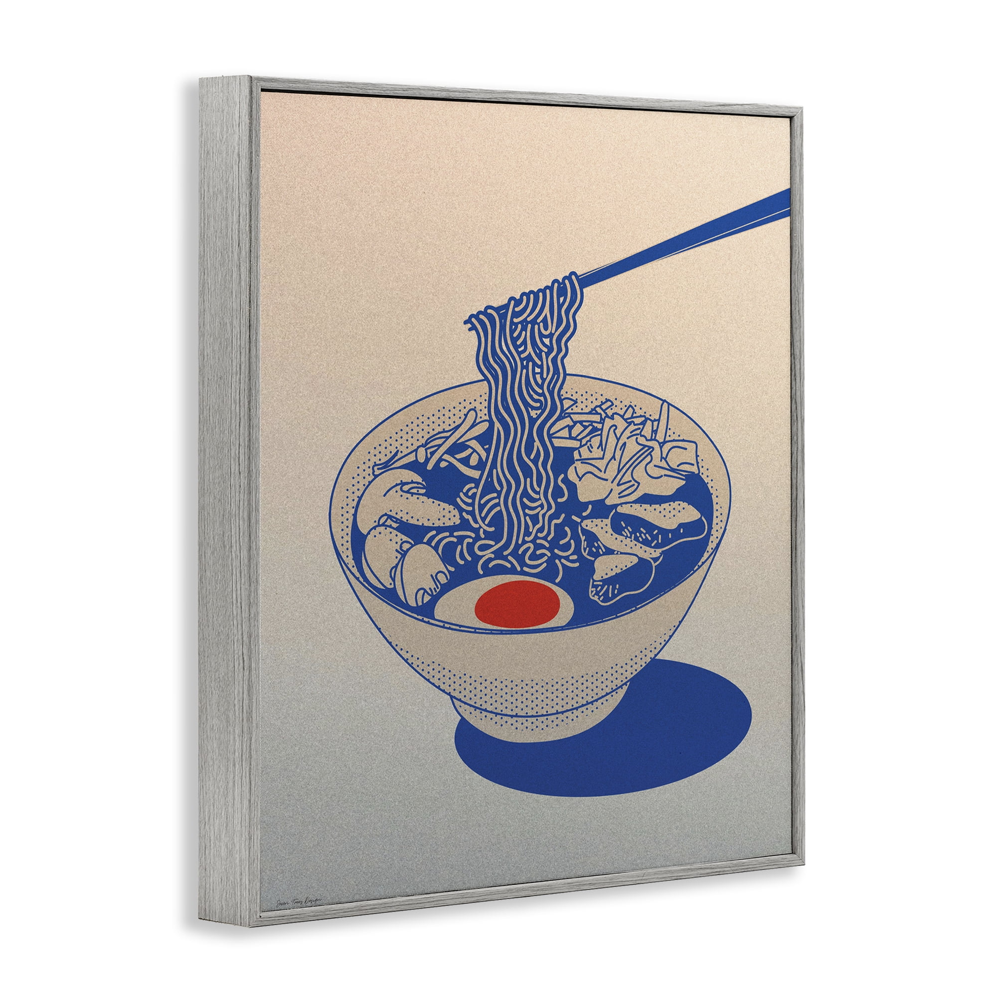 Ramen Noodle Bowl Gradient Gray Framed Giclee Art, design by Seven Trees Design