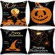thumbnail image 1 of Fundas de cojines de Halloween, 45,7 x 45,7 cm, decoraciones de Halloween, decoraciones de Halloween, fundas de cojines, fundas de cojines naranja negro, juego de 4 JAMW Sencillez, 1 of 5