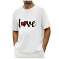 thumbnail image 1 of Tops para hombre, blusas y camisas de cuello redondo y manga corta para hombre. Camiseta/camisa informal de cuello redondo y manga corta con estampado de corazones para hombre. Tops de poliéster para, 1 of 4
