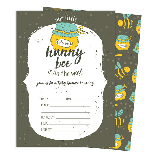 Bee 1 Bumble Bee Baby Shower Invitations Invite Cards 25 Count With Envelopes Seal Stickers Vinyl Girl Boy Walmart Com Walmart Com