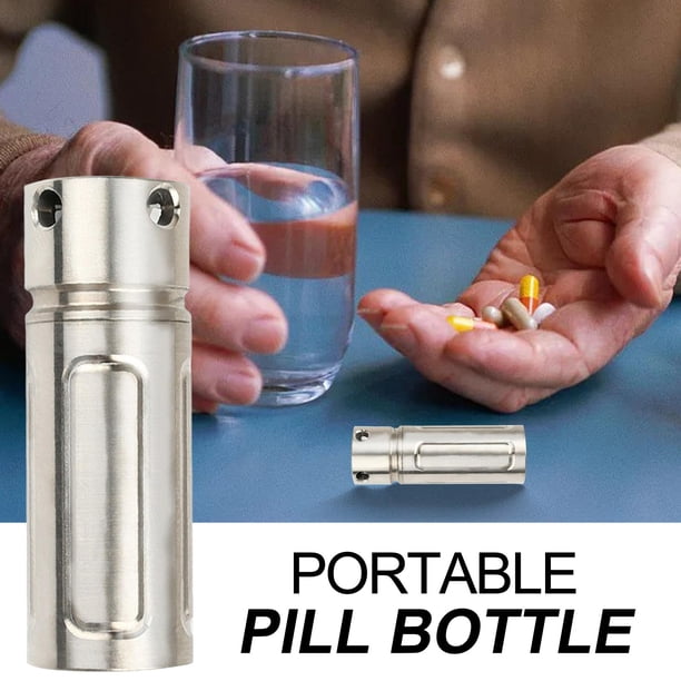 Botella sellada Cola para pastillas Bote Cápsula para uso diario Camping Plata Estuche de medicamentos