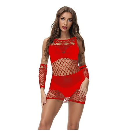 SPZTSX Vintage Fabric Lingerie For Women Front Closure Babydoll Lace V Neck Mesh Sleepwear Ling