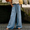 thumbnail image 4 of JUSLIO Womens Pants,Spring Casual Straight Wide Leg Full Length Daily Denim Jeans, 4 of 5