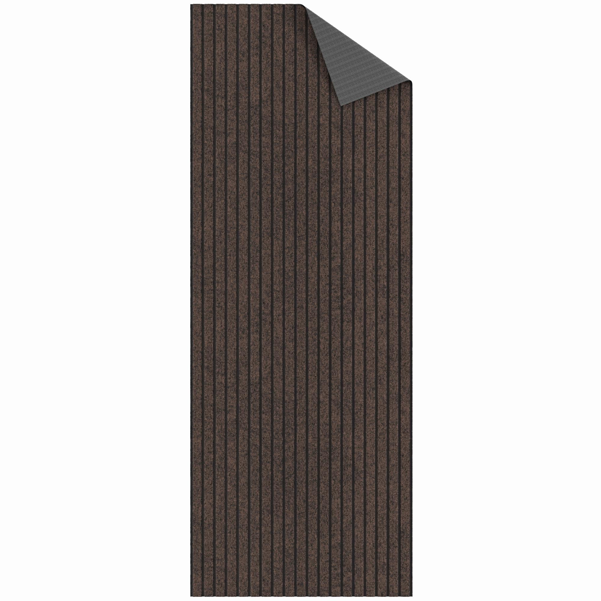 Ottomanson Non-Slip Hallway Runner Rug 2' x 48' Indoor/Outdoor Custom Size Utility Carpet for Garage, Brown Ribbed