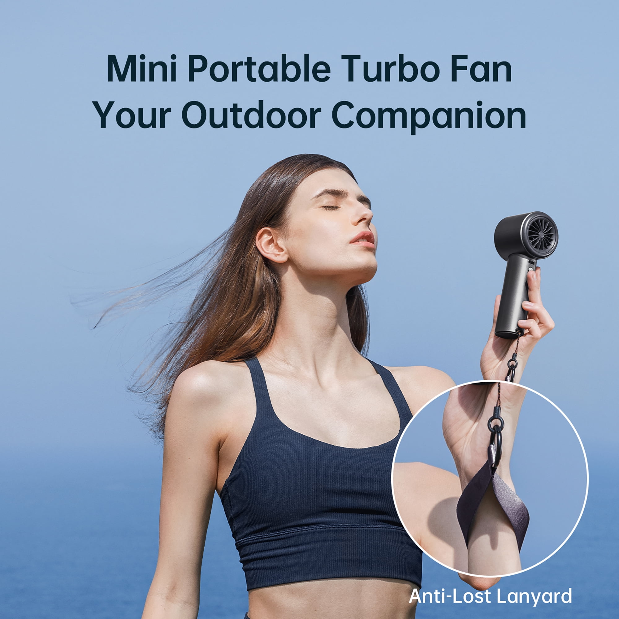 JISULIFE Portable Handheld Fan, Turbo Power High Speed Air [15Hrs Cooling], 100 Speeds, 5000mAh USB Rechargeable Mini Personal Fan, Digital Display, Gift for Travel/Outdoor -Grey