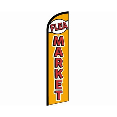 Flea Market Orange / Red Windless Banner Advertising Marketing Flag 100D