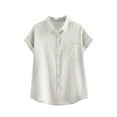 thumbnail image 1 of Ovbmpzd Tops for Women Business Workout White Cap Sleeve Solid Collared Button down Shirts Womens Tunic Tops XXL, 1 of 4