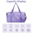 thumbnail image 4 of Carry on Underseat Bag Airplane Approved for Travel, Duffel Bag with Adjustable Straps & Wet Pocket for Women and Men for Weekender Gym, 30L, Purple, 4 of 8