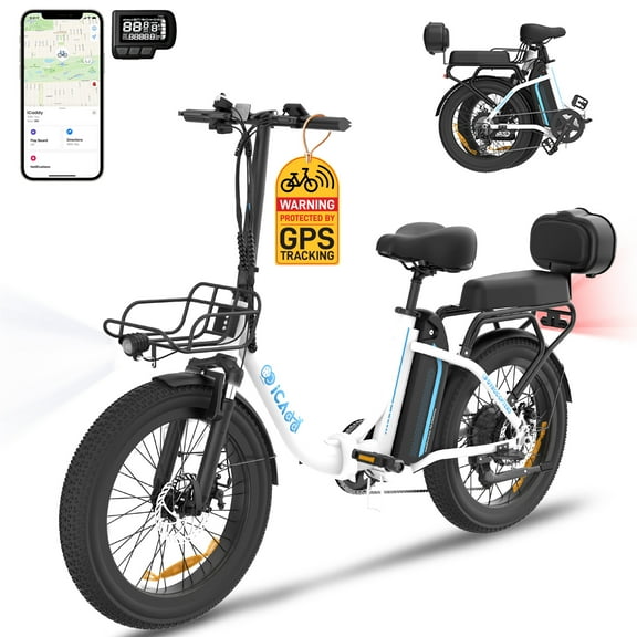 Gyrocopters iCaddy Foldable Electric Bike | UL 2849 | 15.6AH Battery | Up to 125 km PAS Range | Speed Up to 40 km/h | Cushioned Seat & Backrest | Front Basket | Foldable E bike
