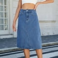 thumbnail image 6 of tasrioml High Waist Denim Skirt with Large Hem Summer Washed Midi Skirt Slimming Stylish Design Breathable Skirt, 6 of 8