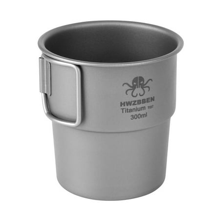 

300ml Titanium Coffee Cup Tea Cup Water Mug with Foldable Handles for Home Outdoor Camping Hiking Backpacking Picnic