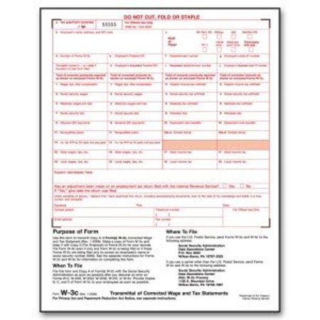 EGP W3-C Wage Correction Form for Laser Printer - 5 Forms