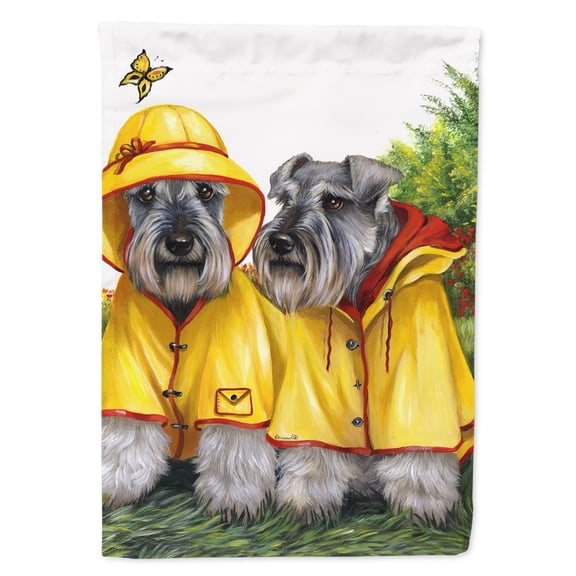 Schnauzer Rain Gear Garden Flag