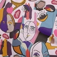thumbnail image 1 of oneOone Cotton Flex Light Purple Fabric Abstract Comic Face Sewing Material Print Fabric By The Yard 40 Inch Wide, 1 of 5