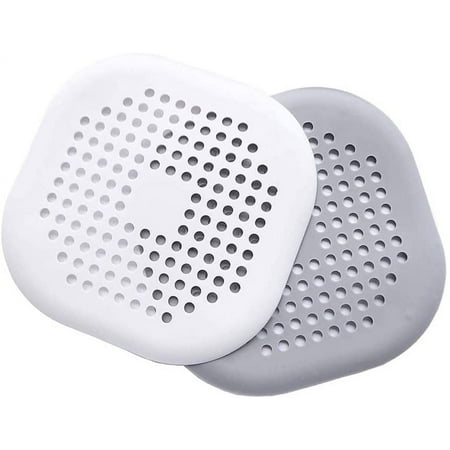 

Shower Drain Covers 2Packs Square Silicone Tube Drain Hair Catcher Stopper with Sucker for Family Bathtub Sink Strainer Grey and White