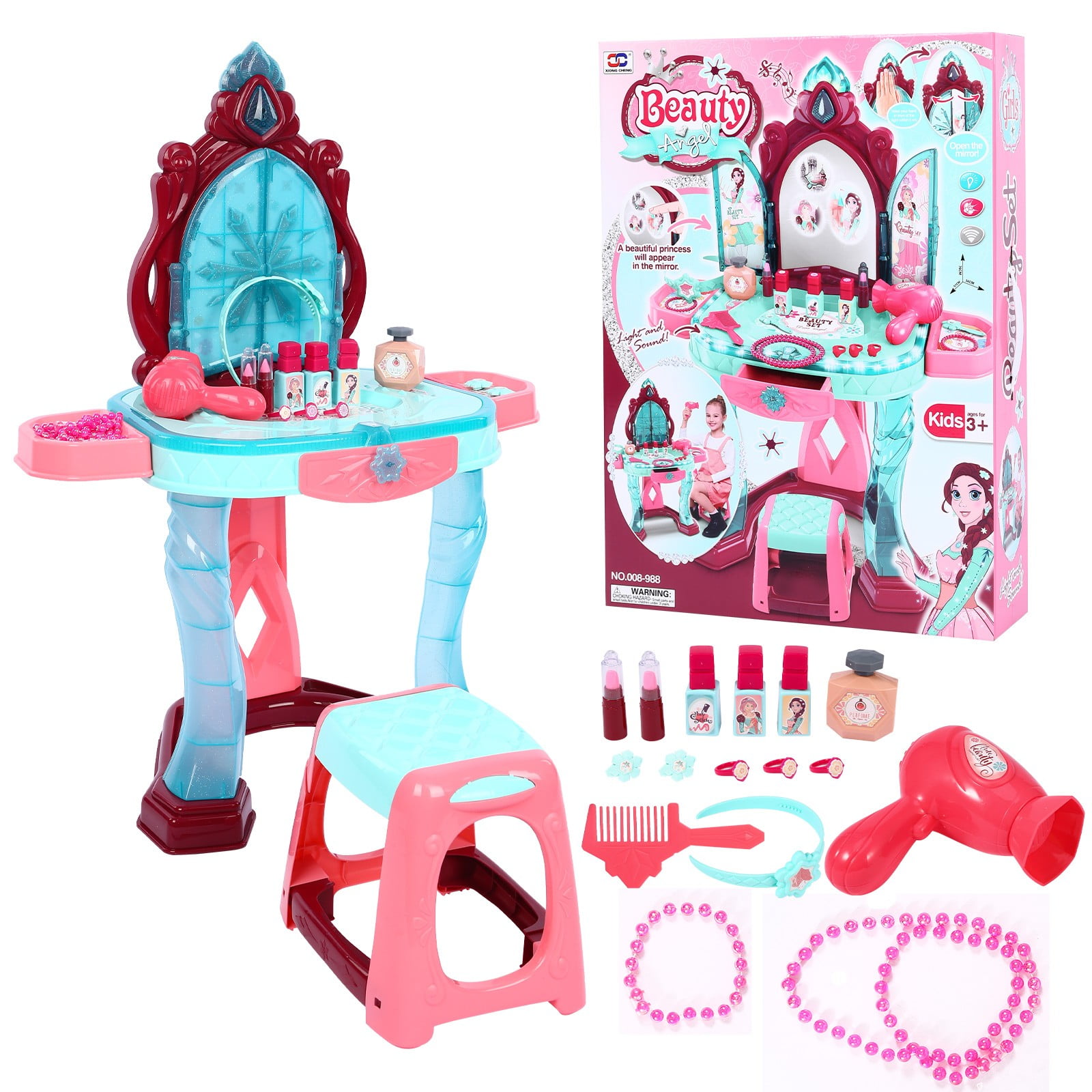 Fantasy Vanity Beauty Dresser Table w/Fashion & Makeup Accessories For Girls USA 