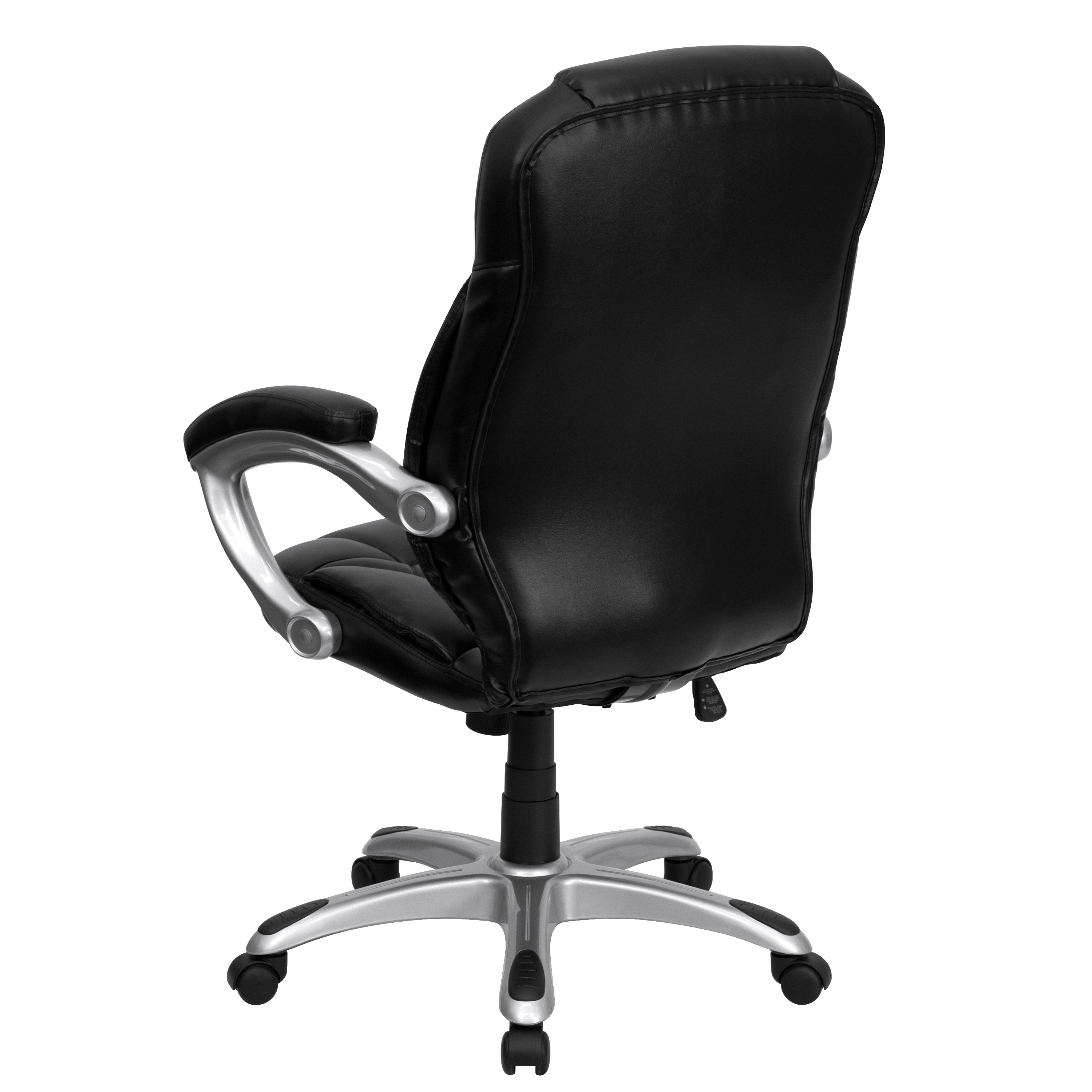 Flash Furniture High Back Black LeatherSoft Contemporary Executive Swivel Ergonomic Office Chair with Silver Nylon Base and Arms - image 4 of 6