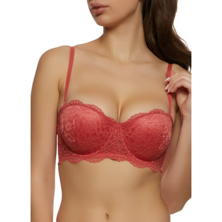 Womens Floral Lace Convertible Push Up Balconette Bra