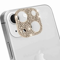 Dteck 3D Bling Diamond Camera Lens Protector for iPhone 13 Protective Lens Decoration Glitter Metal Camera Cover for iPhone 13, gold