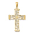 thumbnail image 4 of 10K Yellow Gold with Rhodium Cut-Out Cross Pendant, Polished, 29.2 mm, 4 of 6